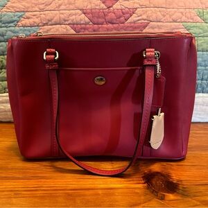 Coach Peyton Leather Double Zip Carryall Bag